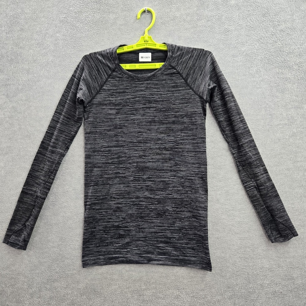 Lululemon Women Shirt 6 Black Striped Activewear Swiftly‎ Speed Pullover